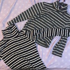 Grey and Black Striped Turtle Neck Shirts